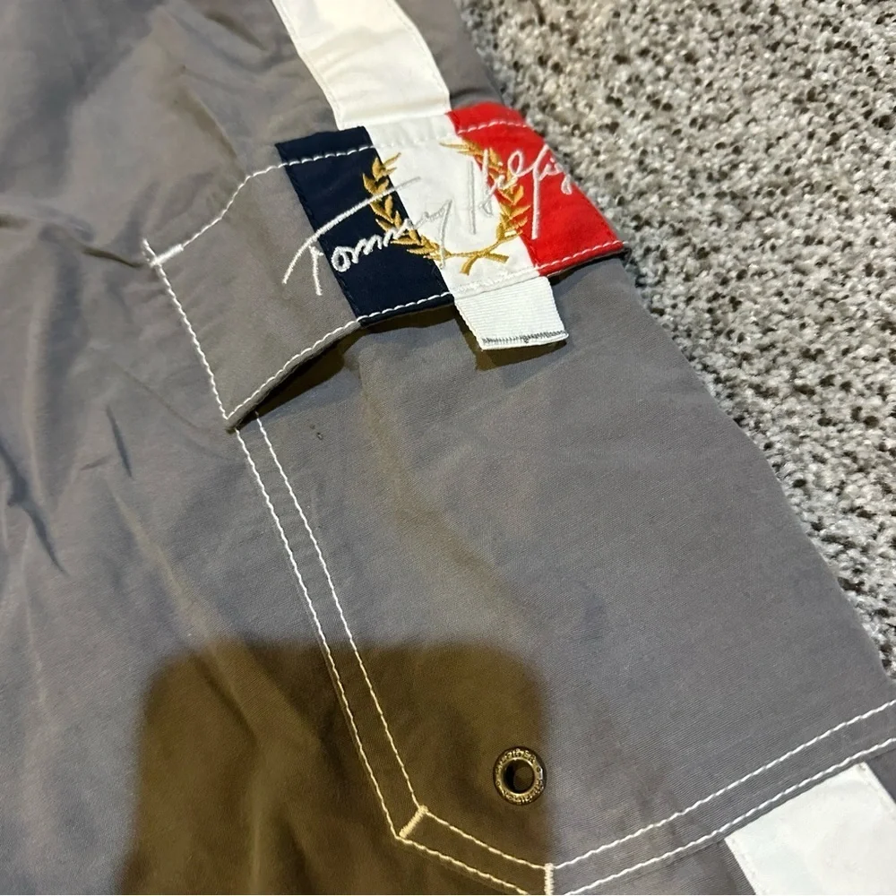 TOMMY HILFIGER XXL Gray Swim Trunks Bathing Suit Tommy Logos NWT R $42
